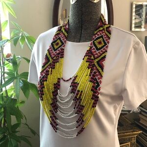 Philippine jewelry tribal T'Boli inspired statement necklace multicolored bead